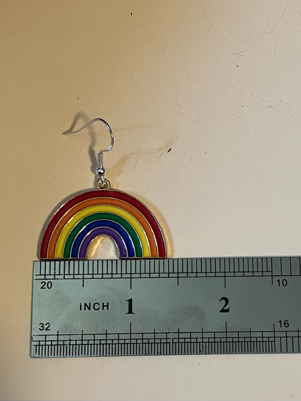 Enameled Happy Rainbow boho hippy  Drop Earrings - Picture 3 of 4